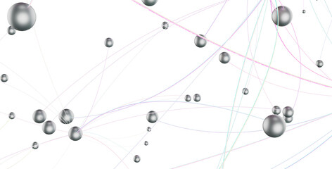 Wall Mural - Abstract connected dots and lines. Concept of AI technology, Motion of digital data flow.