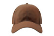 brown baseball cap mockup front view, white background isolated PNG