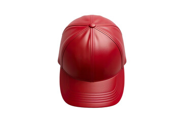 Wall Mural - Red baseball cap mockup front view, white background isolated PNG