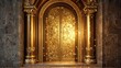 © SVasco - Background of a golden door made of pure solid gold in a luxurious environment Generative AI Illustration