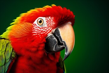 Wall Mural - Closeup of a beautiful green and tropical parrot