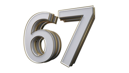 Canvas Print - 3d number 67 Grey 3d numbers element for design