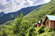 Cottages in the mountains, view of the forest. Tara River Canyon - Montenegro, landscape.