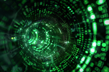 Wall Mural - a tunnel of green numbers and letters including 00