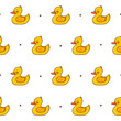 Seamless pattern with cute сartoon bath duck isolated on white - funny background for Your textile design