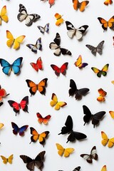 Wall Mural - Pattern of butterflies on white background