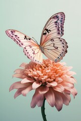 Wall Mural - Beautiful butterfly sitting on a flower