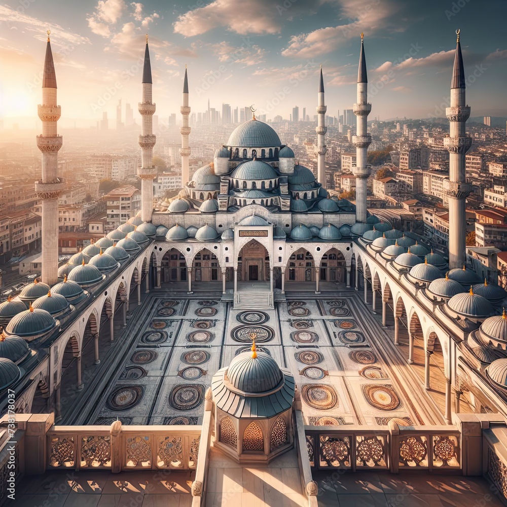 Third-floor Islamic mosque view Stock Photo | Adobe Stock