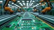 © Thanaphon - Robotic arms operating on a production line in a high-tech manufacturing facility, showcasing advanced automation and precision engineering.