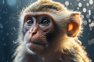 Poster - Closeup of a cute curious monkey