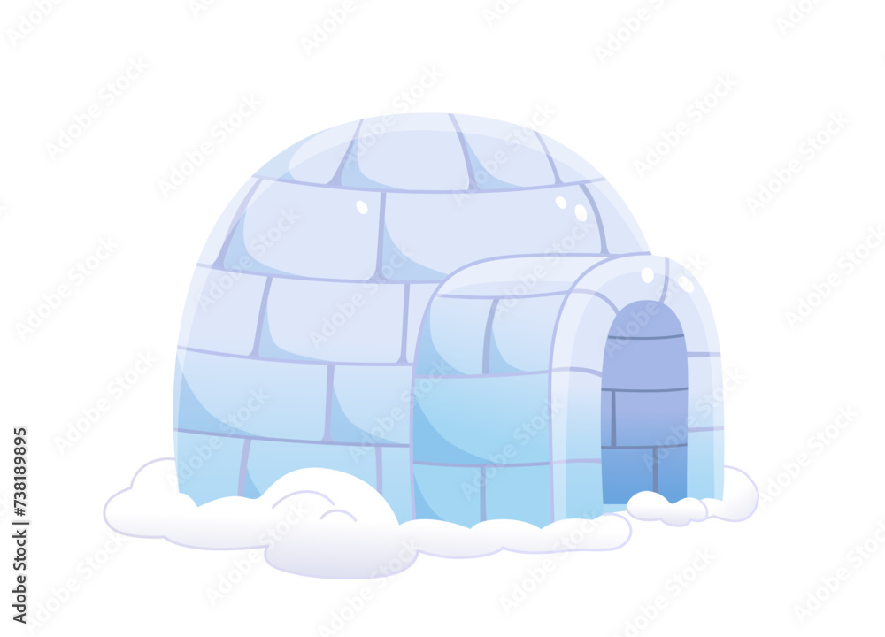 Cartoon Ice Igloo Vector Isolated On White Arctic Winter Eskimo House 
