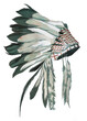 Watercolor hand painted Indian headdress illustration set isolated on a white background. Indian culture concept design.