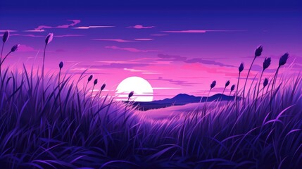 Wall Mural - The background of the grass is in Violet color