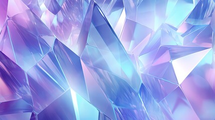 Wall Mural - Abstract futuristic geometric crystal background, iridescent texture, faceted gem. 3d rendering.