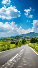 Wall Mural - Scenic country road through the green fields