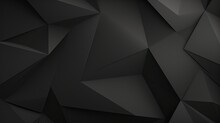 Black White Dark Gray Abstract Background. Geometric Pattern Shape. Line Triangle Polygon Angle. Gradient. Shadow. Matte. 3d Effect. Rough Grain Grungy. Design. Template. Presentation