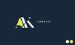  AK Alphabet letters Initials Monogram logo KA, A and K