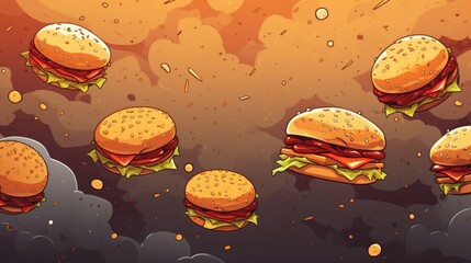 Wall Mural - Ash Background with hamburgers