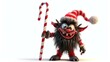 3D cute Krampus character with horns and a sinister smile, standing on a clean white background. Perfect for adding a touch of mischief during the holiday season.