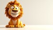 A charming and adorable 3D rendering of a lion, with its innocent expression and vibrant colors, on a clean white background. Perfect for projects related to wildlife, mascots, children's bo
