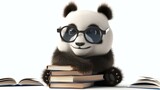 Fototapeta Zachód słońca - A lovable 3D panda, with an adorable smile, is enthusiastically working as an educational consultant, ready to assist students of all ages. This charming character brings joy and knowledge t