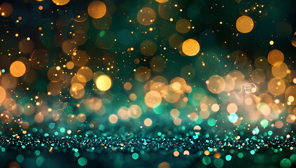 Wall Mural - a background of glitter and green shiny lights in the