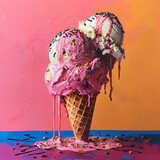 Fototapeta  - Delicioso y apetitoso helado napolitano 