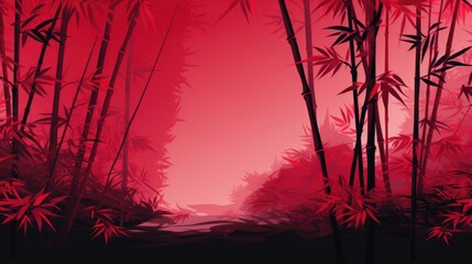 Poster -  Background with bamboo forest in Garnet color.