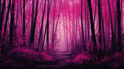 Wall Mural - Background with bamboo forest in Magenta color