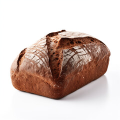 Studio photo of black rye bread loaf isolated on white  background. 