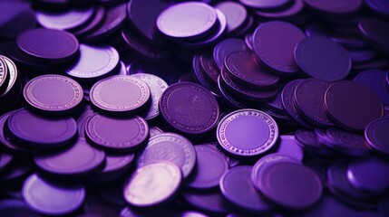 Wall Mural - Background with coins is Purple color.