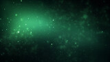 Fototapeta Kosmos - Particules scintillantes et brillantes vertes volant sur fond sombre. Lumière et paillettes flou. Vert. Fond pour bannière, conception et création graphique.
