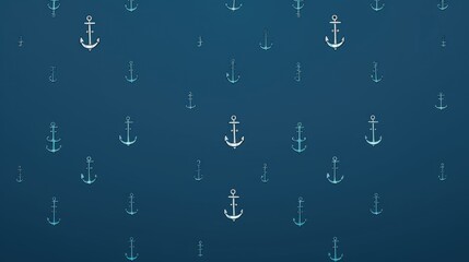 Wall Mural - Background with minimalist illustrations of anchors in Blue color