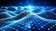 © Jordi E. - Background abstract sound waves of interlaced mesh in bright blue colors and white dots