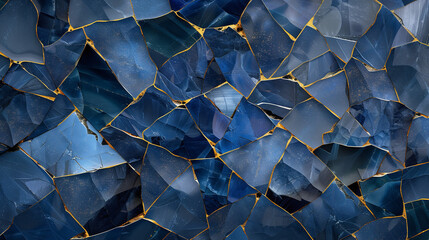 Wall Mural - the waves pattern that resembles a blue slate background, in the style of gemstone, crystalcore, crystalline and geological forms