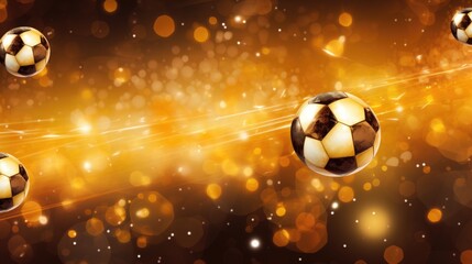 Wall Mural - Background with soccer balls in Amber color.