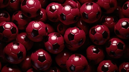 Wall Mural - Background with soccer balls in Maroon color.