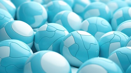 Wall Mural - Background with volleyballs in Arctic Blue color