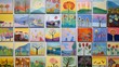 A collection of unique and colorful paintings all created by retirees who have found joy and fulfillment in their retirement through the art of creation.