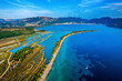 Drepano beach and Igoumenitsa town in the background. Thesprotia, Epirus, Greece.