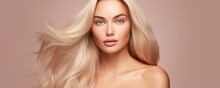 Healthy Hair Care, Beauty And Woman With Clean Shampoo Hair After Self Care Treatment, Spa Beauty Salon Or Luxury Wellness Routine. Shine, Soft And Natural Blonde Model Isolated On Studio