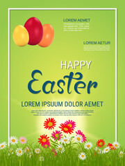 Wall Mural - Happy Easter vector flyer design template