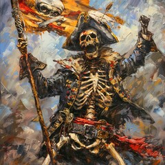 Poster - Pirate skull, crossed bones, menacing