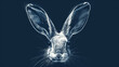 happy easter greeting card with white design bunny ears on navy blue dark background
