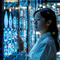 Wall Mural - cutting-edge ai research lab, scientists with ai models - innovation and discovery