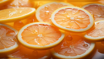 Wall Mural - Fresh citrus fruits, nature vibrant, healthy, juicy, and refreshing dessert generated by AI