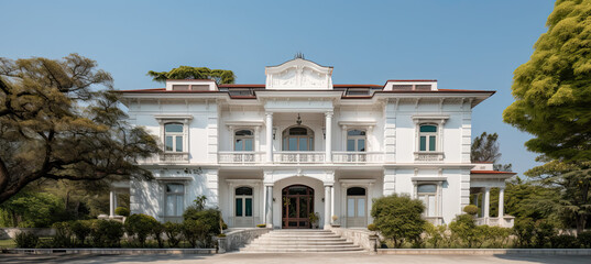 Wall Mural - front view. old white villa