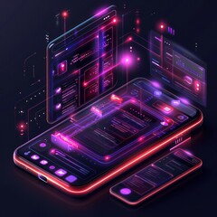 Mobile app development environment, highlighting coding and design tools for creators