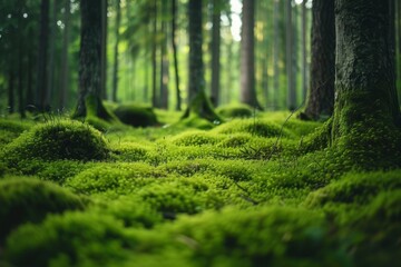 Wall Mural - Lush moss covering an ancient forest floor