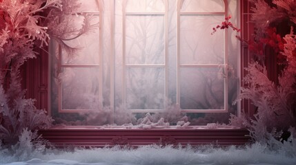 Poster - The frost background on the window is in maroon